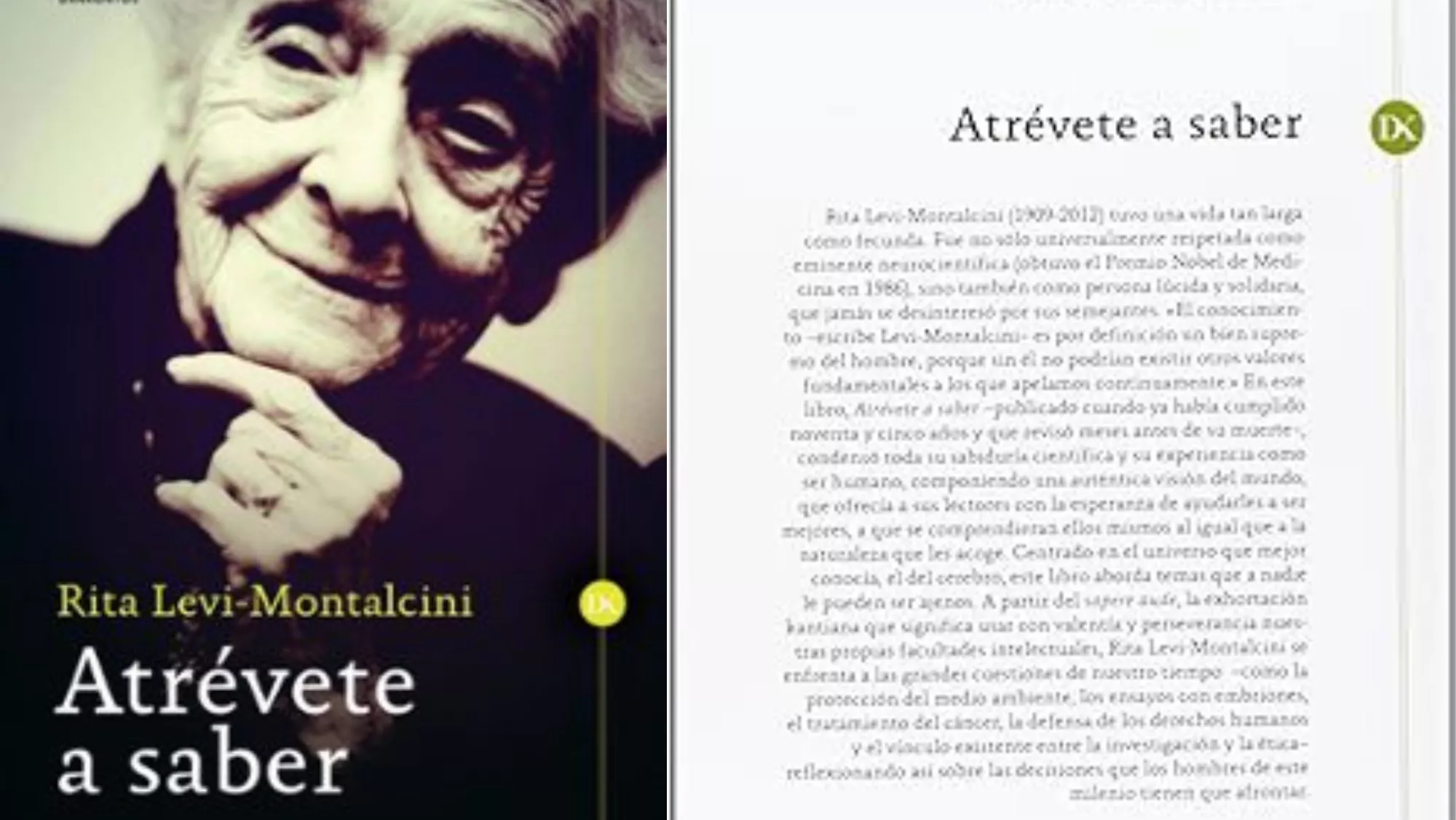Portada y contraportada de 'Atrévete a saber', de Rita Levi Montalcini, que ha sido editado en España por Crítica