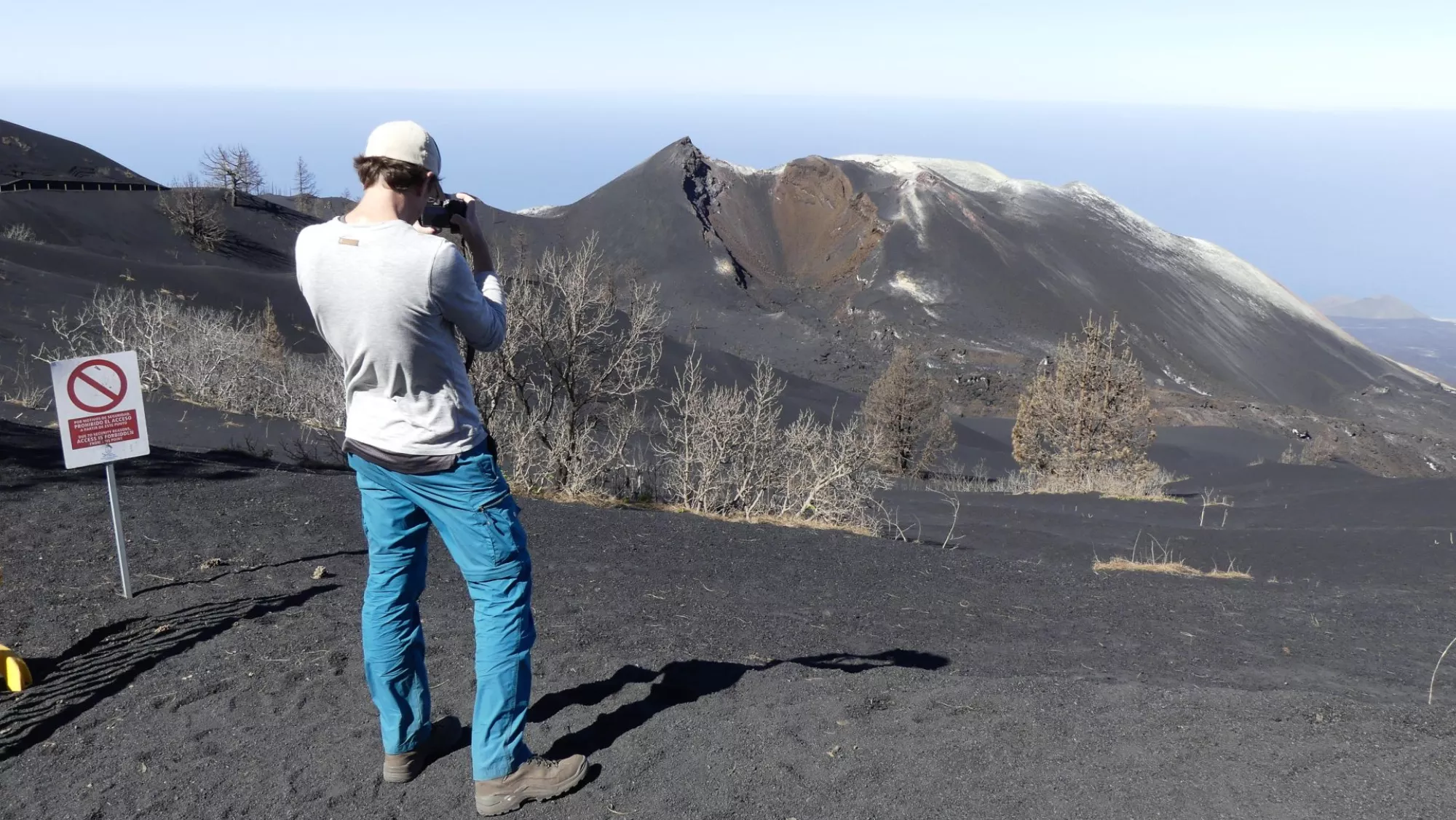 El volcán de La Palma, conocido como Tajogaite, donde ya empieza a crecer vida / EFE - MIGUEL CALERO