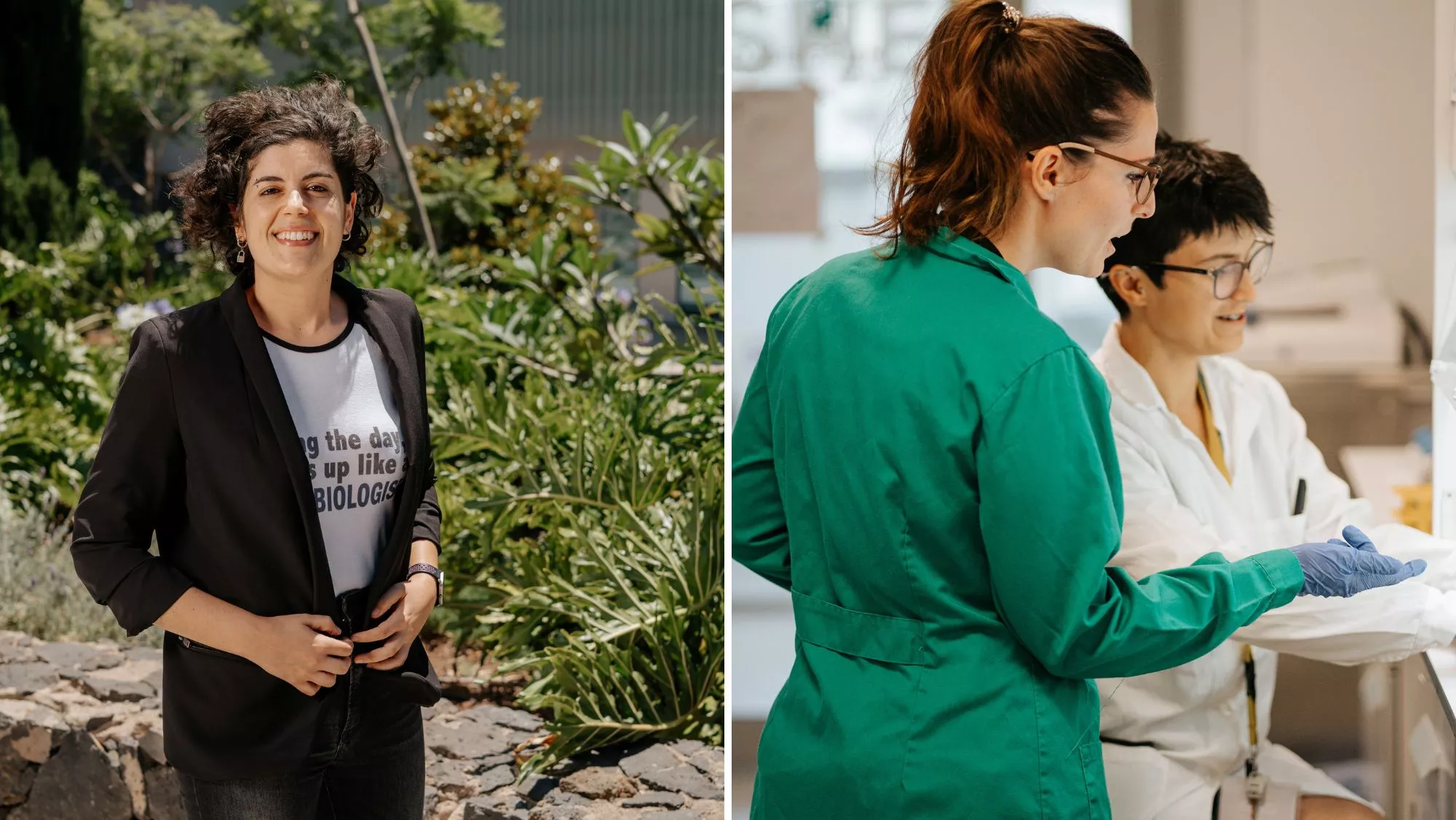 Sara Vidal, responsable del proyecto de ARQUIMEA, y trabajos en un laboratorio / CEDIDAS