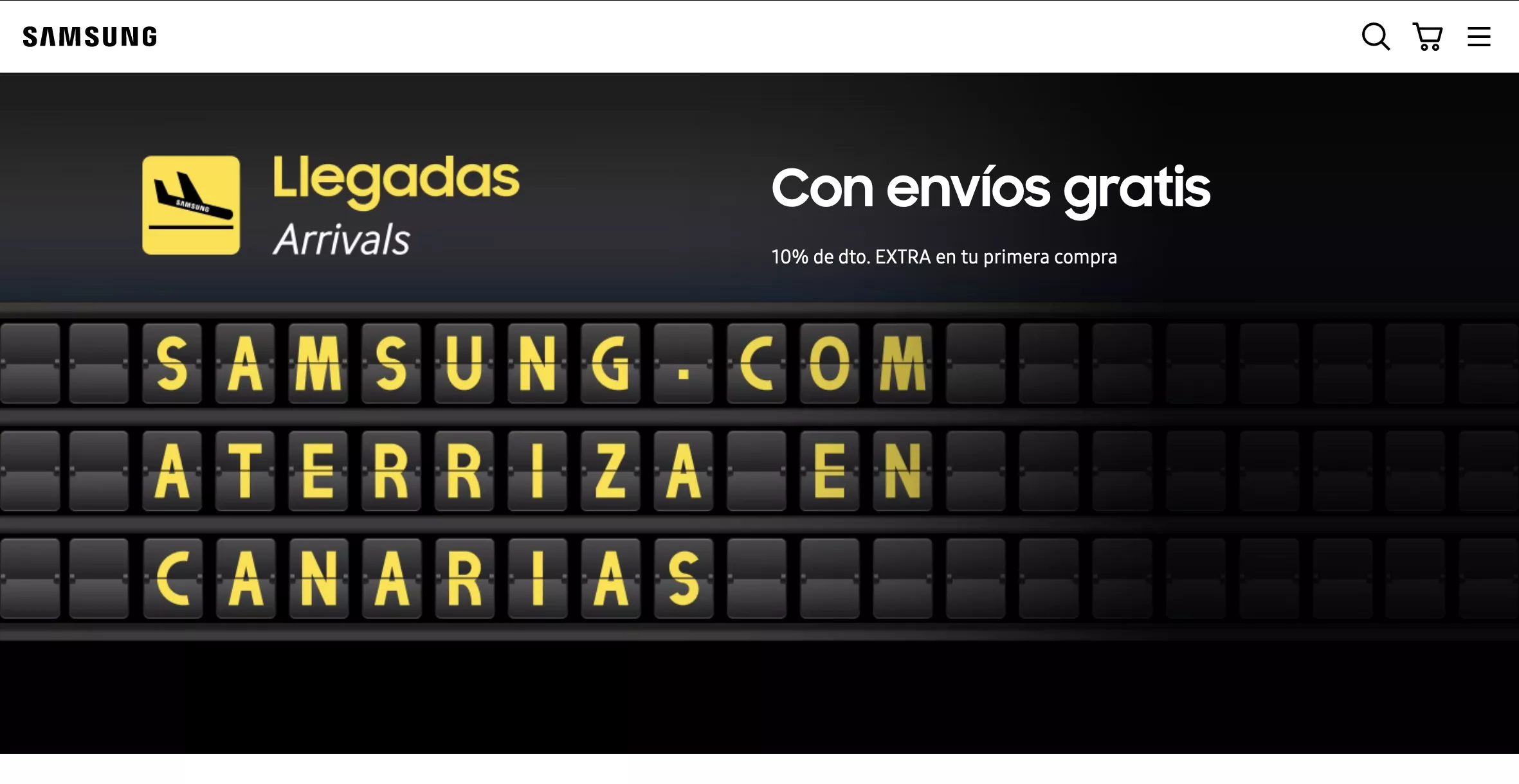 Imagen de la web de Samsung para Canarias./ 