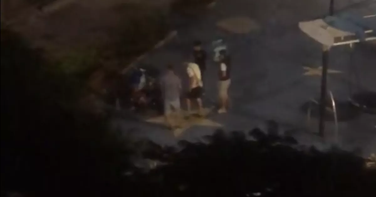 Cuatro jóvenes pegan una paliza a una persona en la plaza Los Sabandeños de Santa Cruz./ X Cuatro jóvenes pegan una paliza a una persona en la plaza Los Sabandeños de Santa Cruz./ X