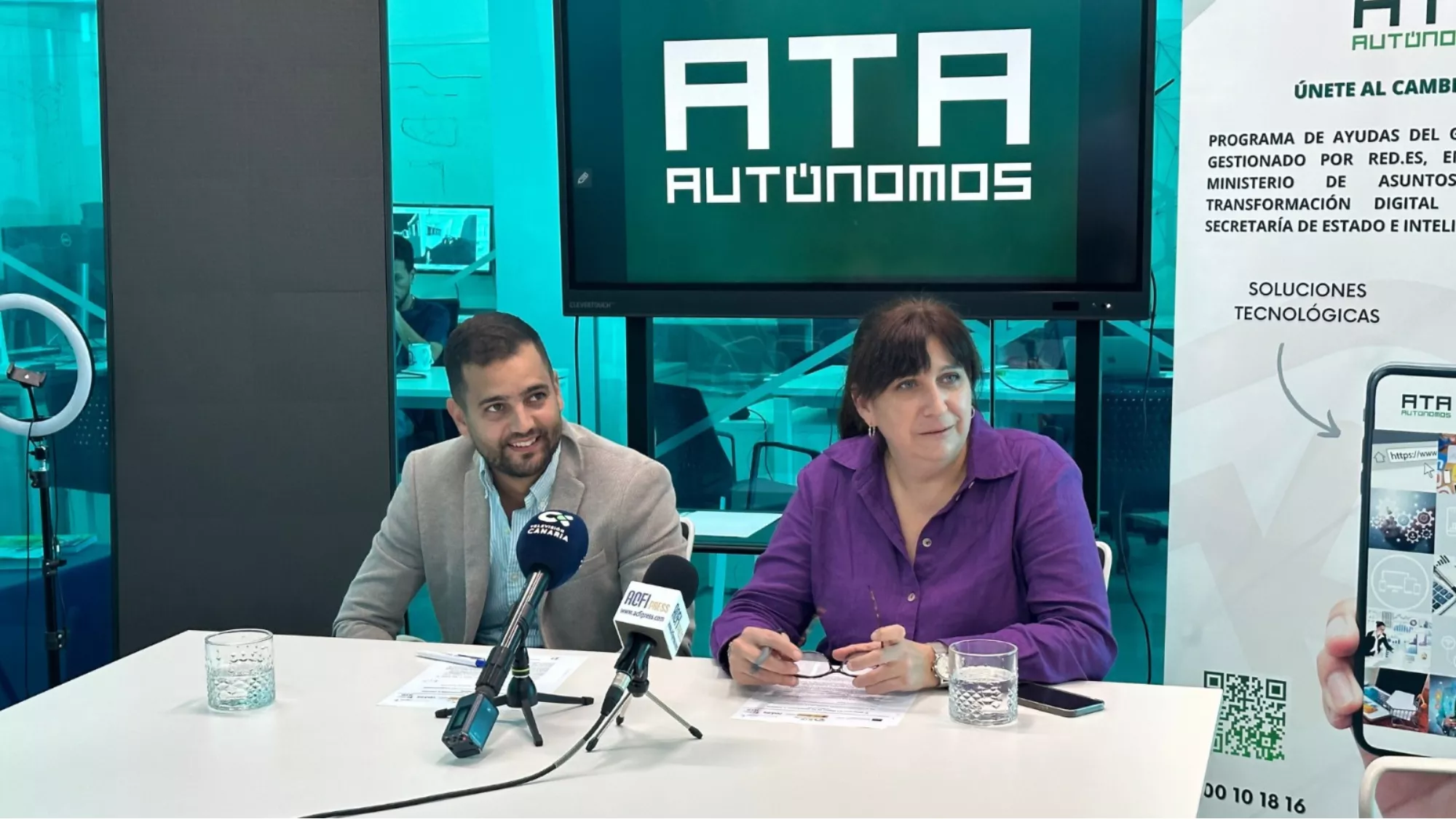 Elena Melgar, vicepresidenta de ATA y Elliot Martín, secretario general de ATA en Canarias / ATLÁNTICO HOY - MARCOS MORENO