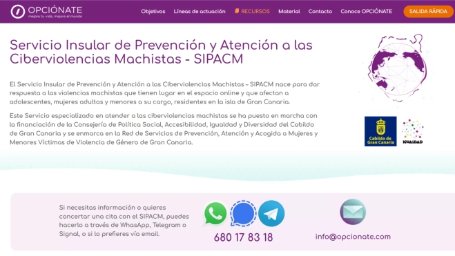 Página web del SIPACM del Cabildo de Gran Canaria