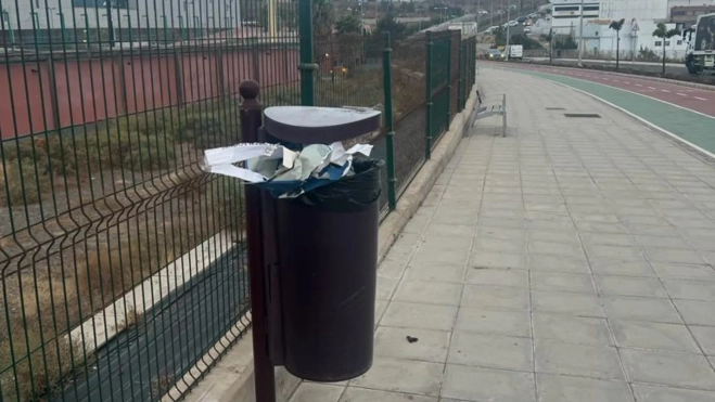 Una papelera llena en Siete Palmas / CEDIDA