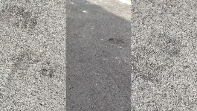Imágenes del estado actual de la carretera con el asfalto dañado por el paso de los coches / CEDIDAS