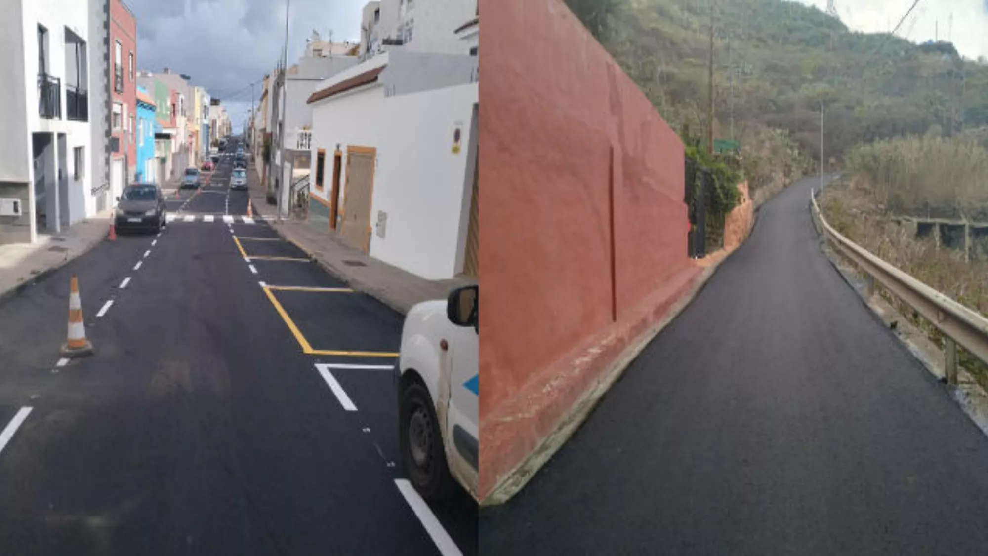Imágenes de las vías de Camino Hoya Olivares y Montaña de Humiaga recién asfaltadas / AYUNTAMIENTO DE ARUCAS