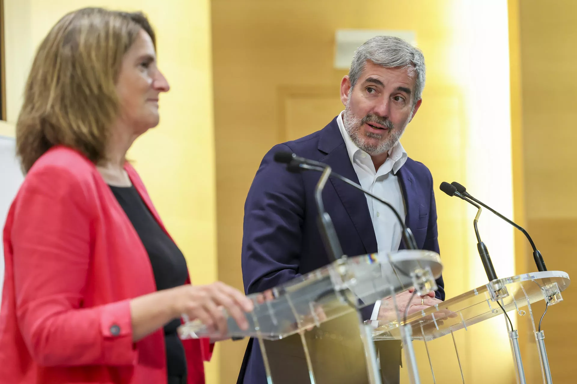 Fernando Clavijo y Teresa Ribera en rueda de prensa. / EFE - KIKO HUESCA