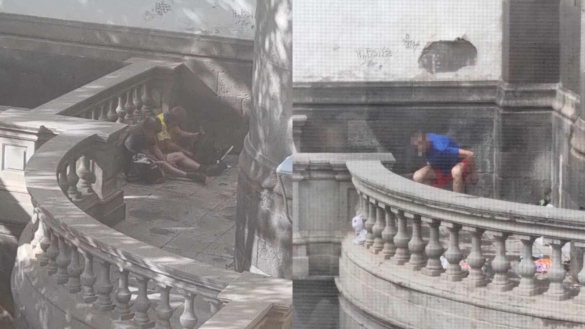 Las personas ocupan los balcones traseros de la catedral y hacen vida en ellos / MONTAJE AH