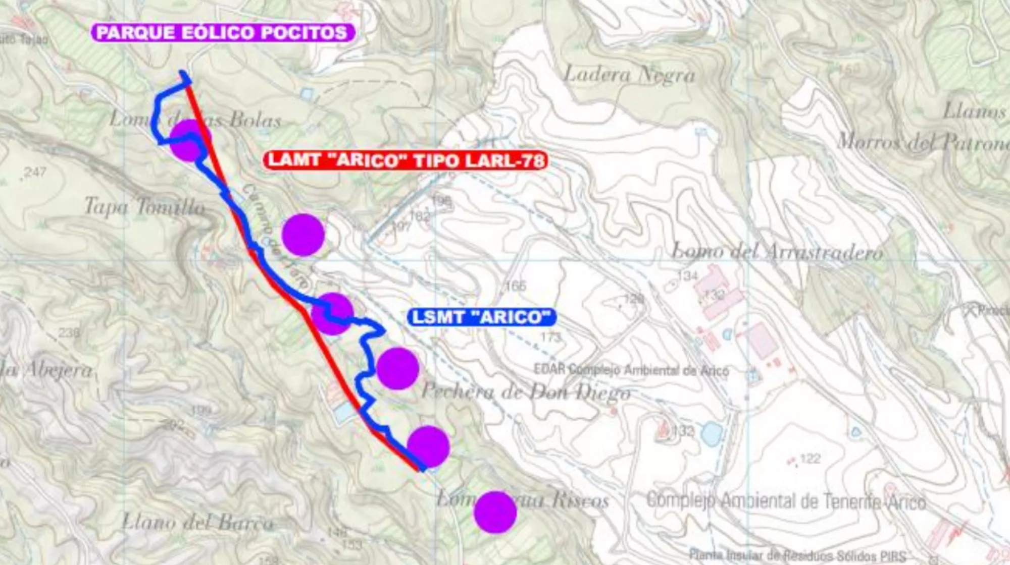 Propuesta de trazado para el soterramiento de las líneas aéreas de media tensión en Arico./ INGENIERIA Y PROYECTOS INNOVADORES SL