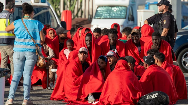 Migrantes llegados a Lanzarote / EFE - ADRIEL PERDOMO Migrantes llegados a Lanzarote / EFE - ADRIEL PERDOMO