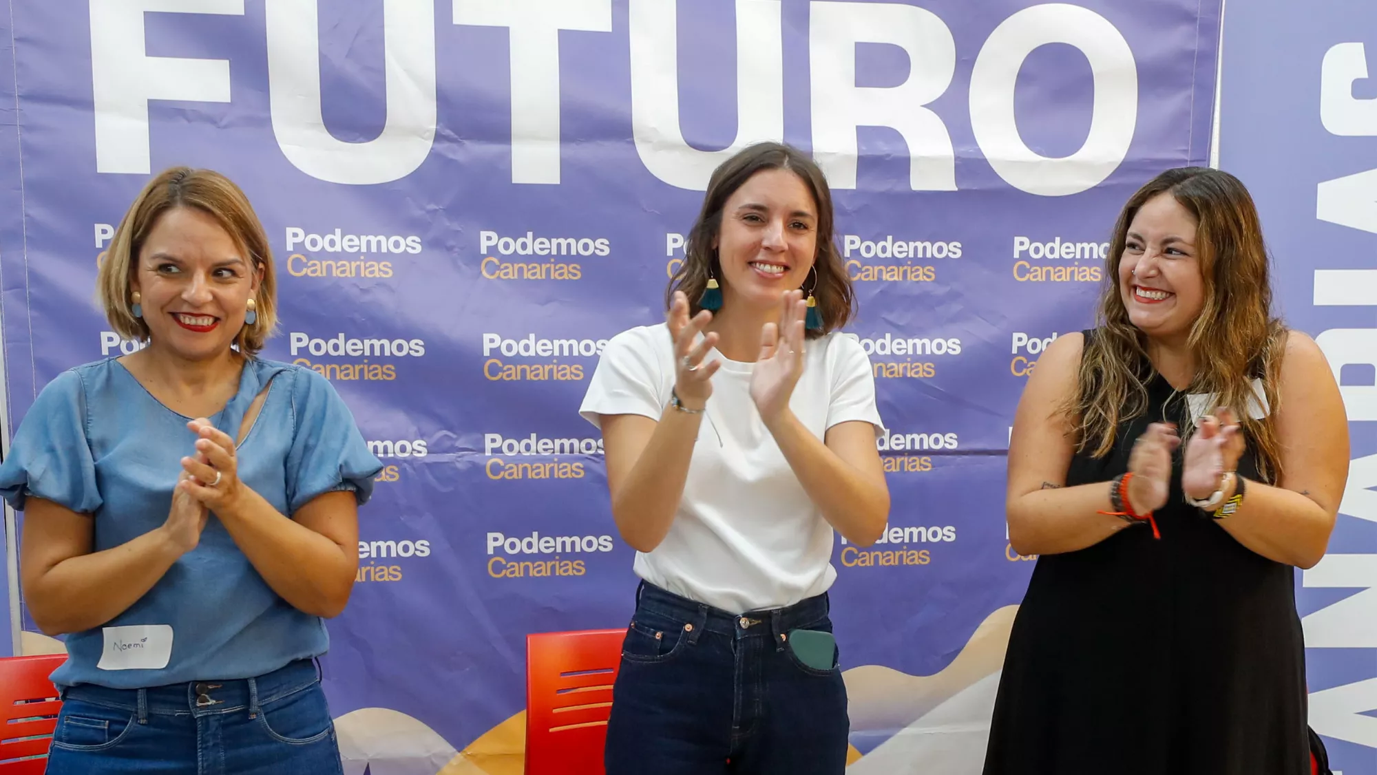 Irene Montero junto Noemí Santana y Laura Fuentes / ARCHIVO EFE - ELVIRA URQUIJO A.