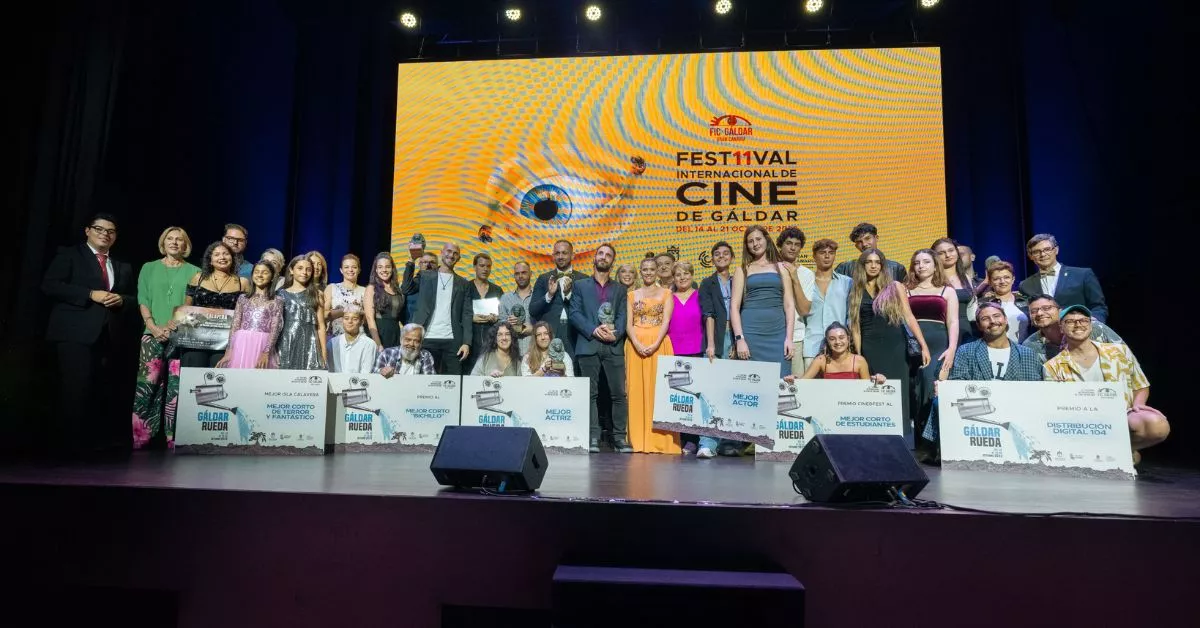 Foto de familia de los galardonados en el Festival Internacional de Cine de Gáldar / CEDIDA Foto de familia de los galardonados en el Festival Internacional de Cine de Gáldar / CEDIDA