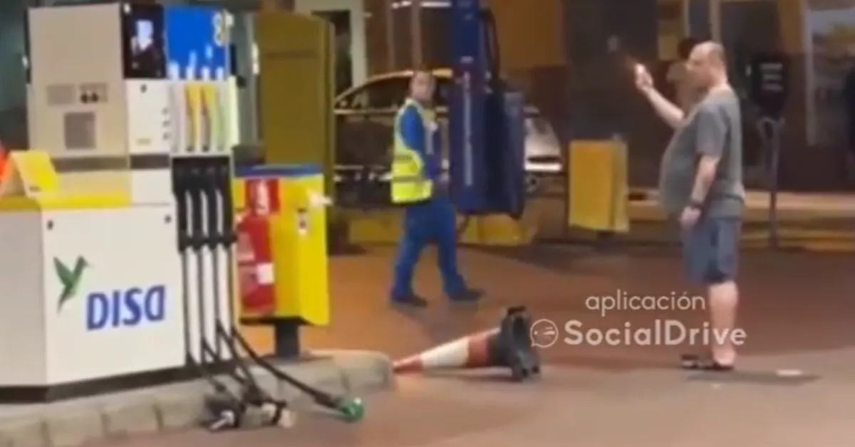 Un hombre amenaza con quemar una gasolinera en Telde./ SOCIAL DRIVE