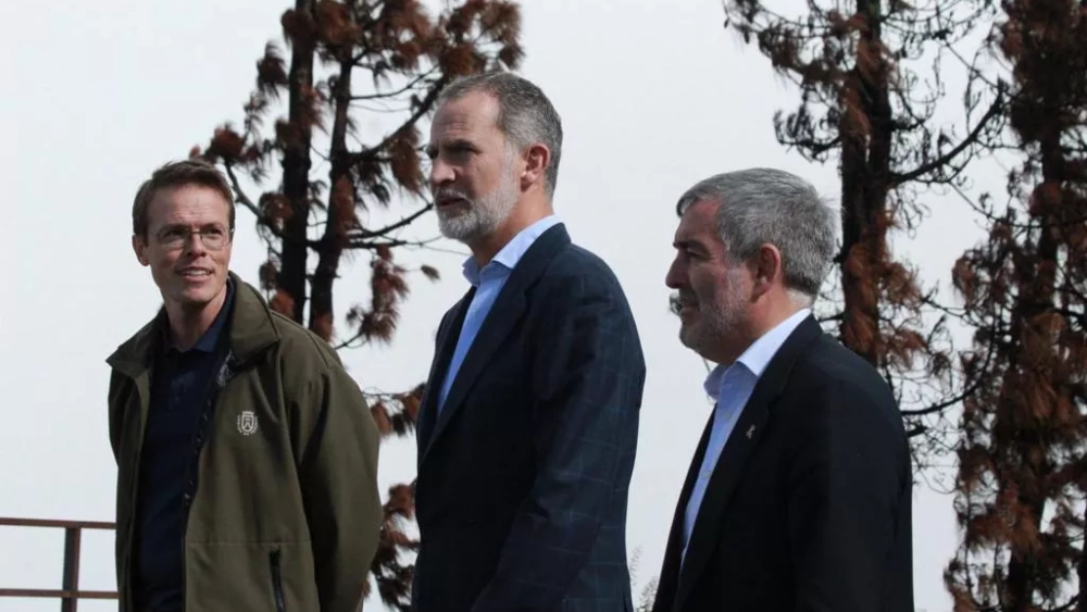 Pedro Martínez (i), el rey Felipe VI (c) y Fernando Clavijo (d). / ÁLVARO OLIVER (AH) 