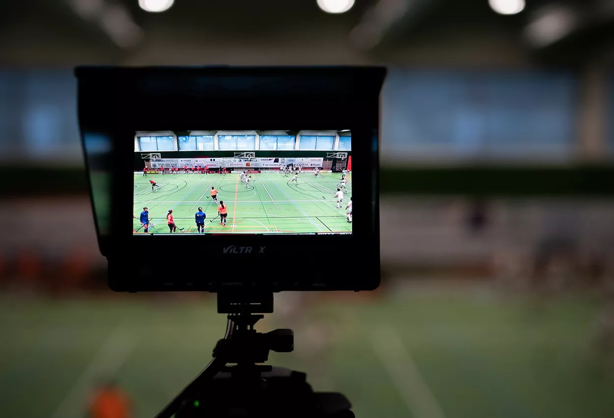 Visor de una cámara durante una retransmisión deportiva