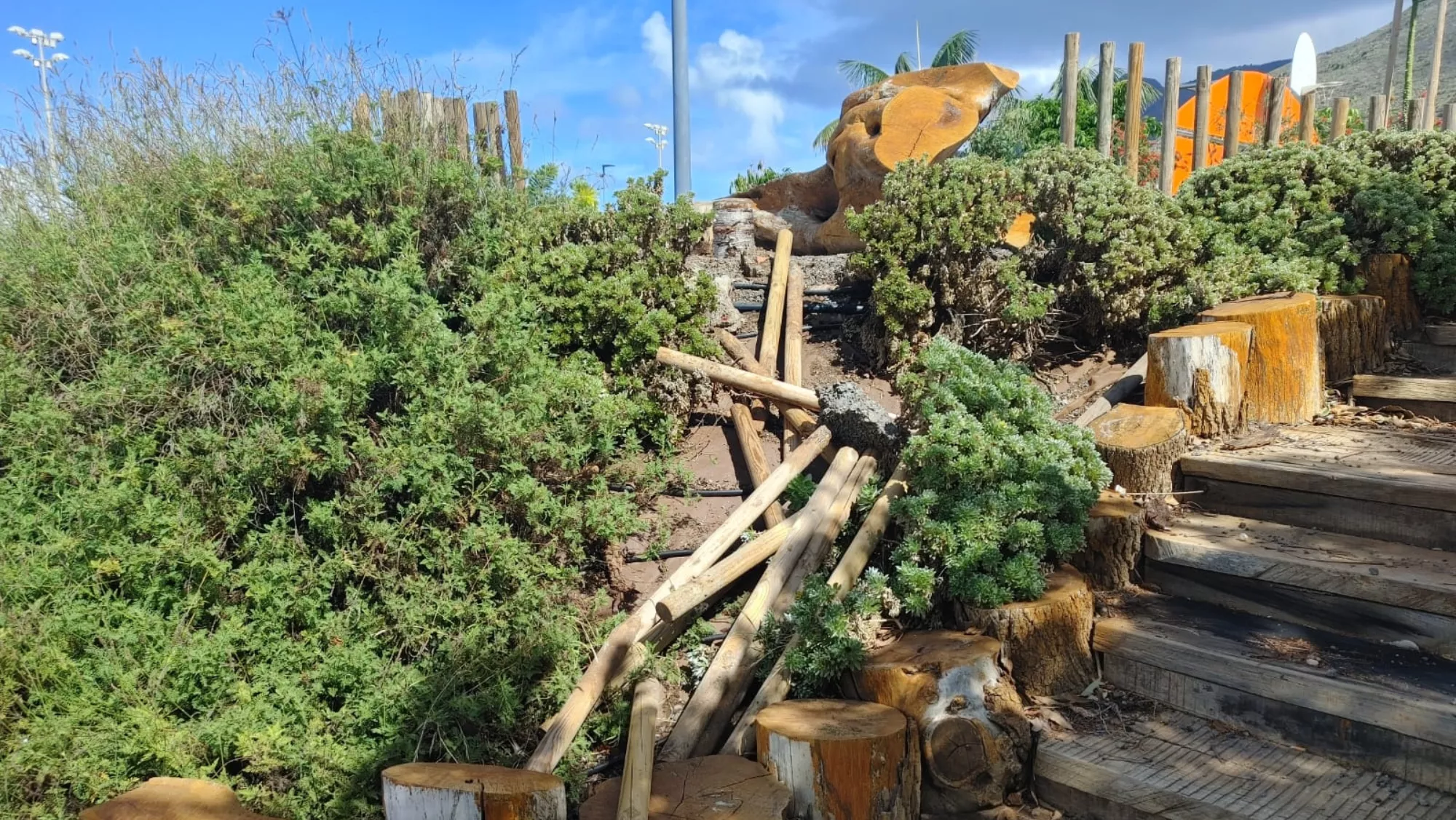 Destrozos en el parque de La Majada en Tejina./ CEDIDA