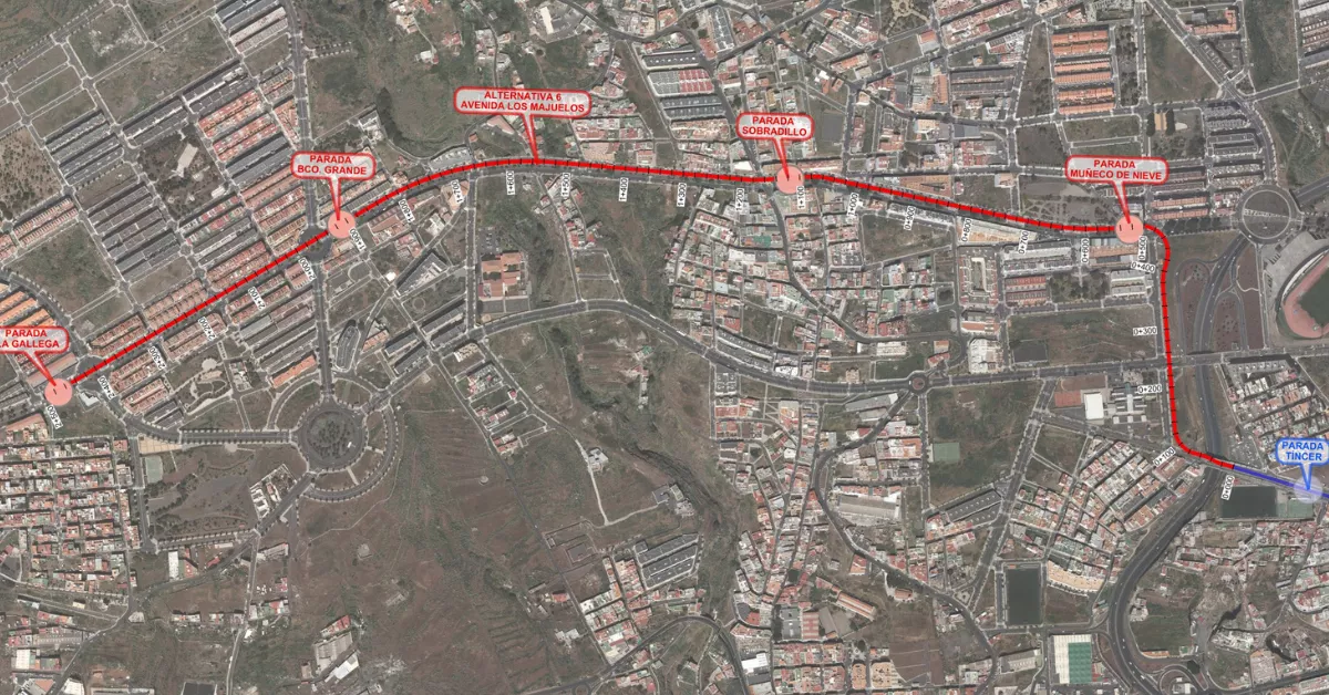 Una de las alternativas para la ampliación del tranvía de Tenerife. / METROPOLITANO DE TENERIFE