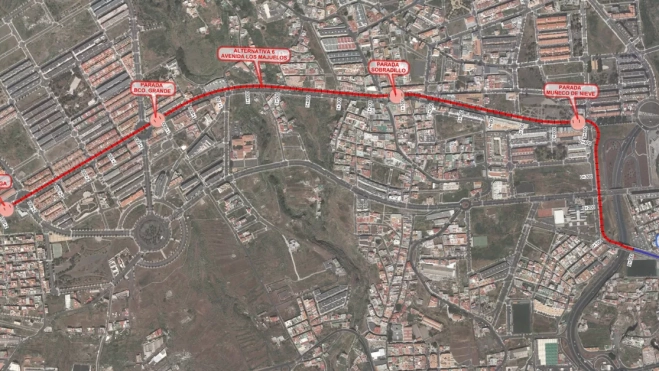 Una de las alternativas para la ampliación del tranvía de Tenerife. / METROPOLITANO DE TENERIFE
