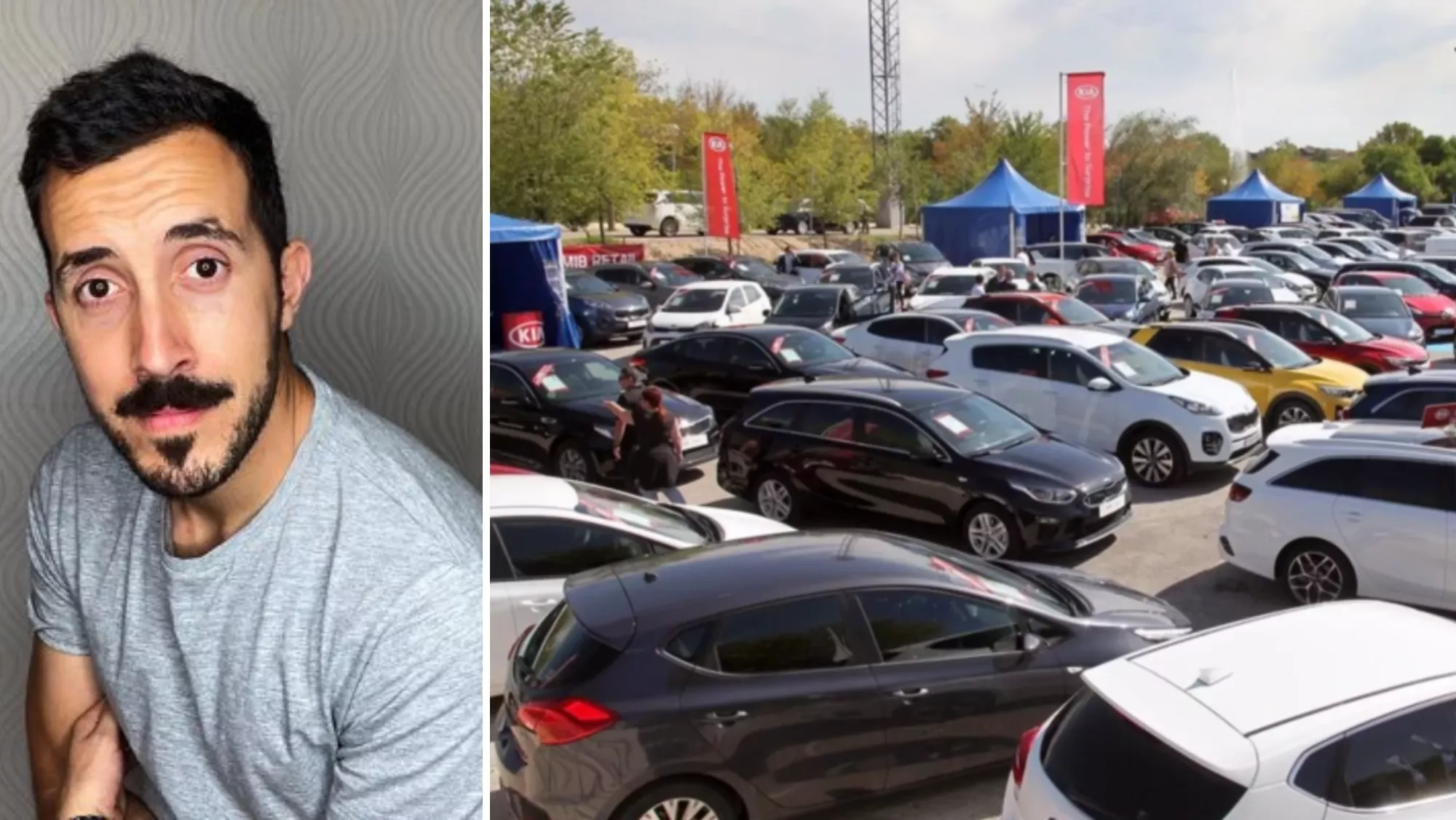 El CEO y fundador de Motoreto, Marco Conde, junto a un grupo de vehículos de segunda mano./