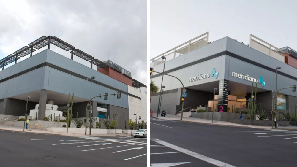 Antes y después de la reforma del Centro Comercial Meridiano./ CEDIDAS