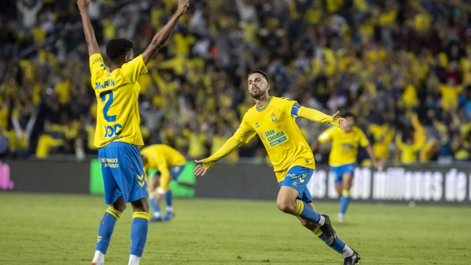 Kirian, autor del 1-0, celebra su gol ante el Atlético de Madrid. / QUIQUE CURBELO-EFE Kirian, autor del 1-0, celebra su gol ante el Atlético de Madrid. / QUIQUE CURBELO-EFE