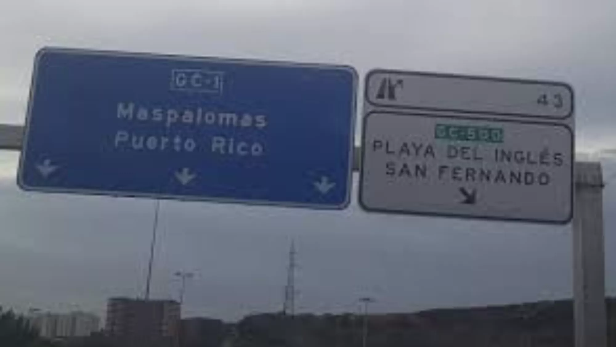 Señal en la GC-1 a la altura de Playa del Inglés./ CANARYISLANDSHOTELS.COM