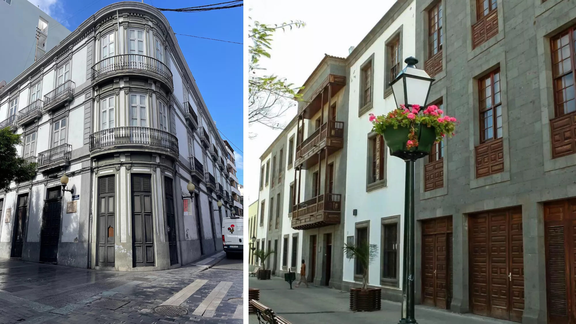 En la imagen, los dos inmuebles que vende el Museo Canario el palacete de San Bernardo y la casona de Santa Rosalía