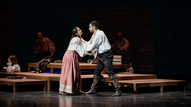 Una escena de 'Como Chispa de Cañón' / TEATRO PÉREZ GALDÓS Una escena de 'Como Chispa de Cañón' / TEATRO PÉREZ GALDÓS