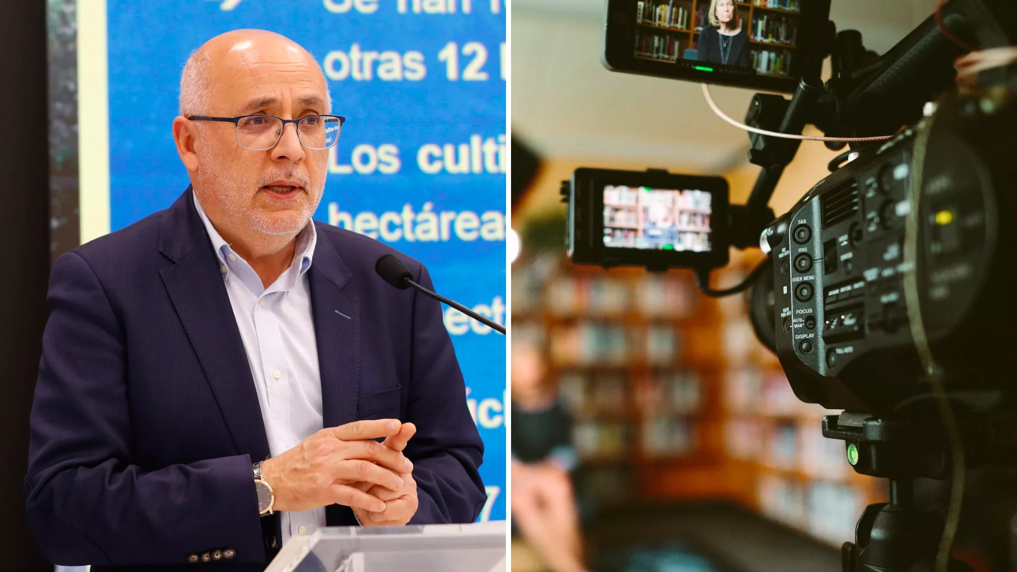 Antonio Morales, presidente del Cabildo de Gran Canaria, presenta las ventajas de grabar en la isla / MONTAJE AH