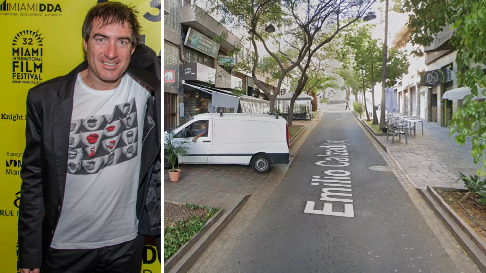 El productor y guinista Álex Pina, creador de La Casa de Papel, y la calle Emilio Calzadilla de Santa Cruz de Tenerife./ WIKIPEDIA - GOOGLE