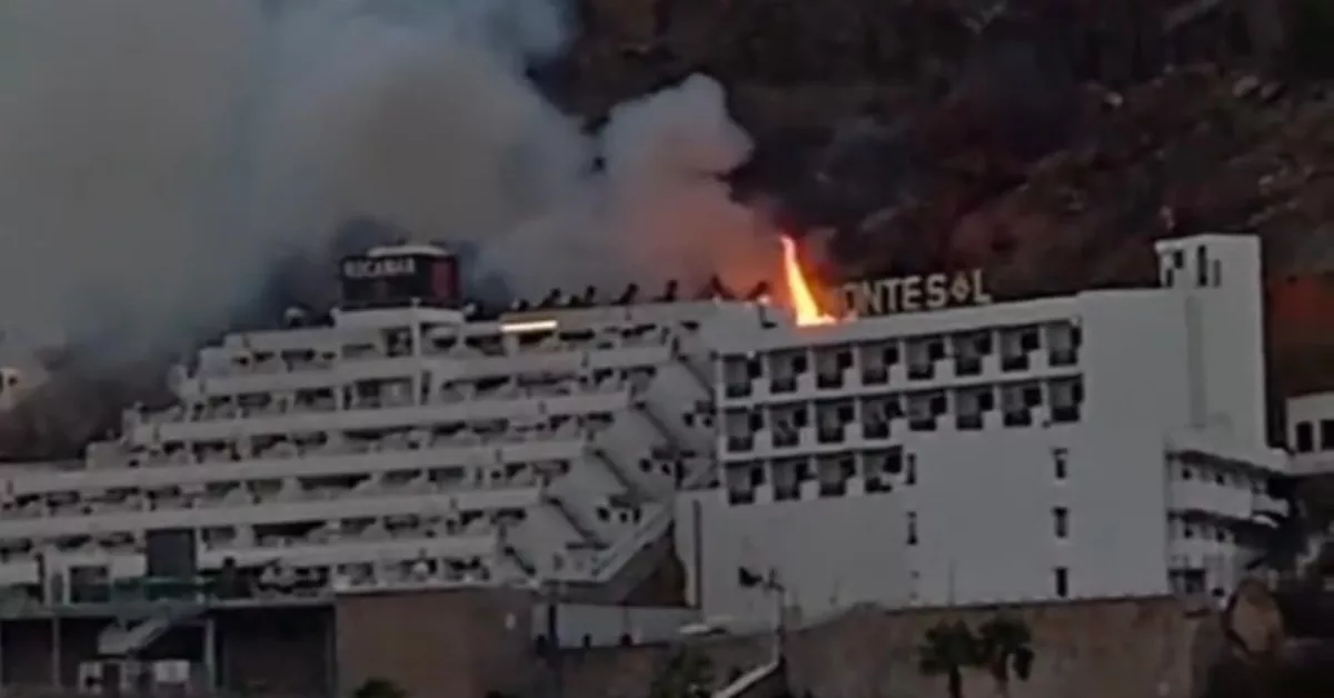 Incendio cerca de una planta de apartamentos en Gran Canaria. / DANTE MAYER CUENTA DE X DE METEOSW