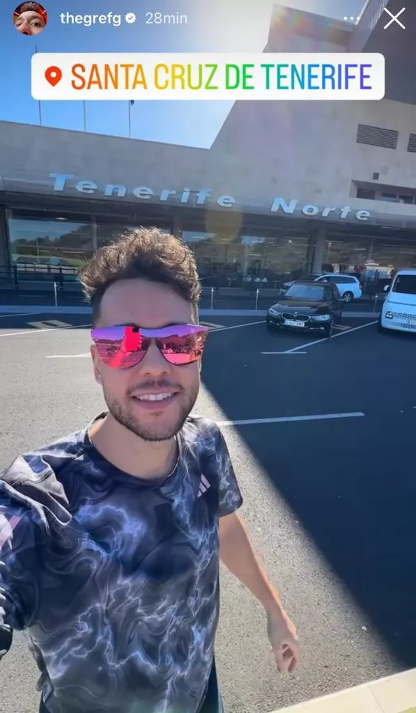 Frame de una Historia en Instagram de TheGrefg donde confirma que está en Tenerife