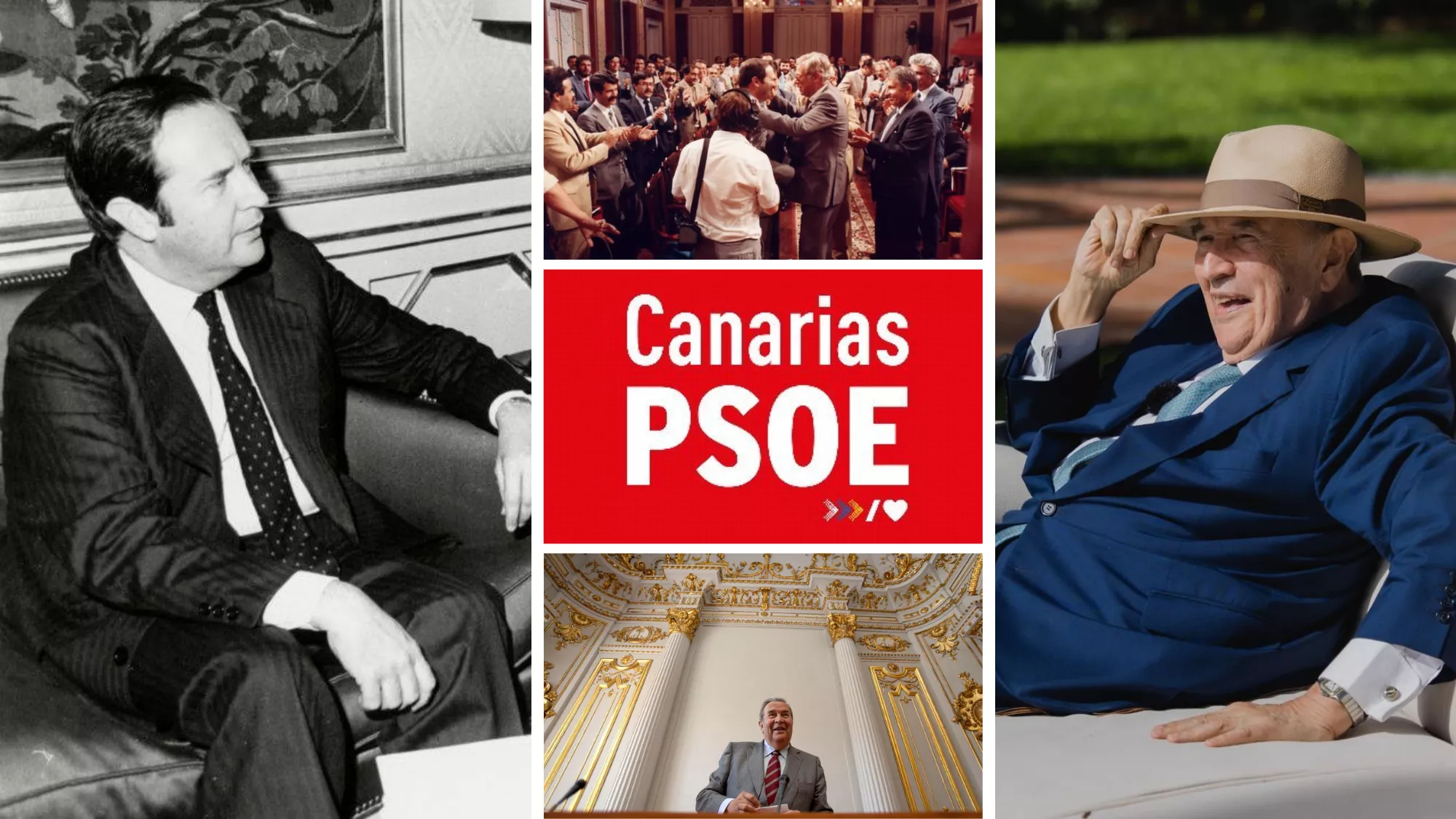 Jerónimo Saavedra, en diferentes imágenes de su carrera política, en la que durante más de 50 años ejerció como líder del PSOE de Canarias. / EFE-AH-PARCAN
