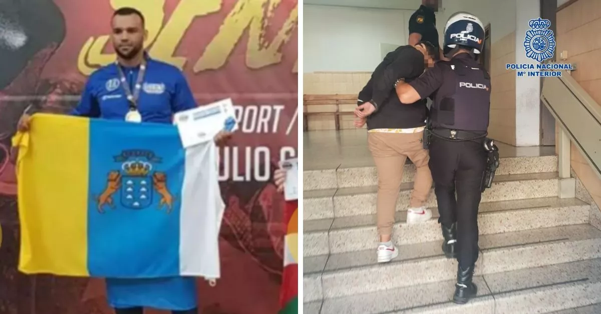 El detenido, el boxeador internacional de Telde, Abdel Lah, y una foto alusiva a una detención / ARCHIVO