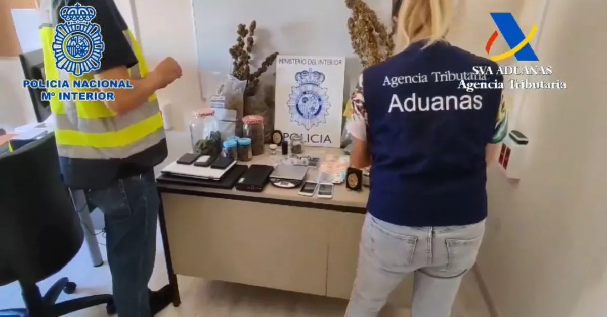 Agentes de la Policía Nacional y de Vigilancia Aduanera con el cannabis confiscado a la asociación cannábica / AH