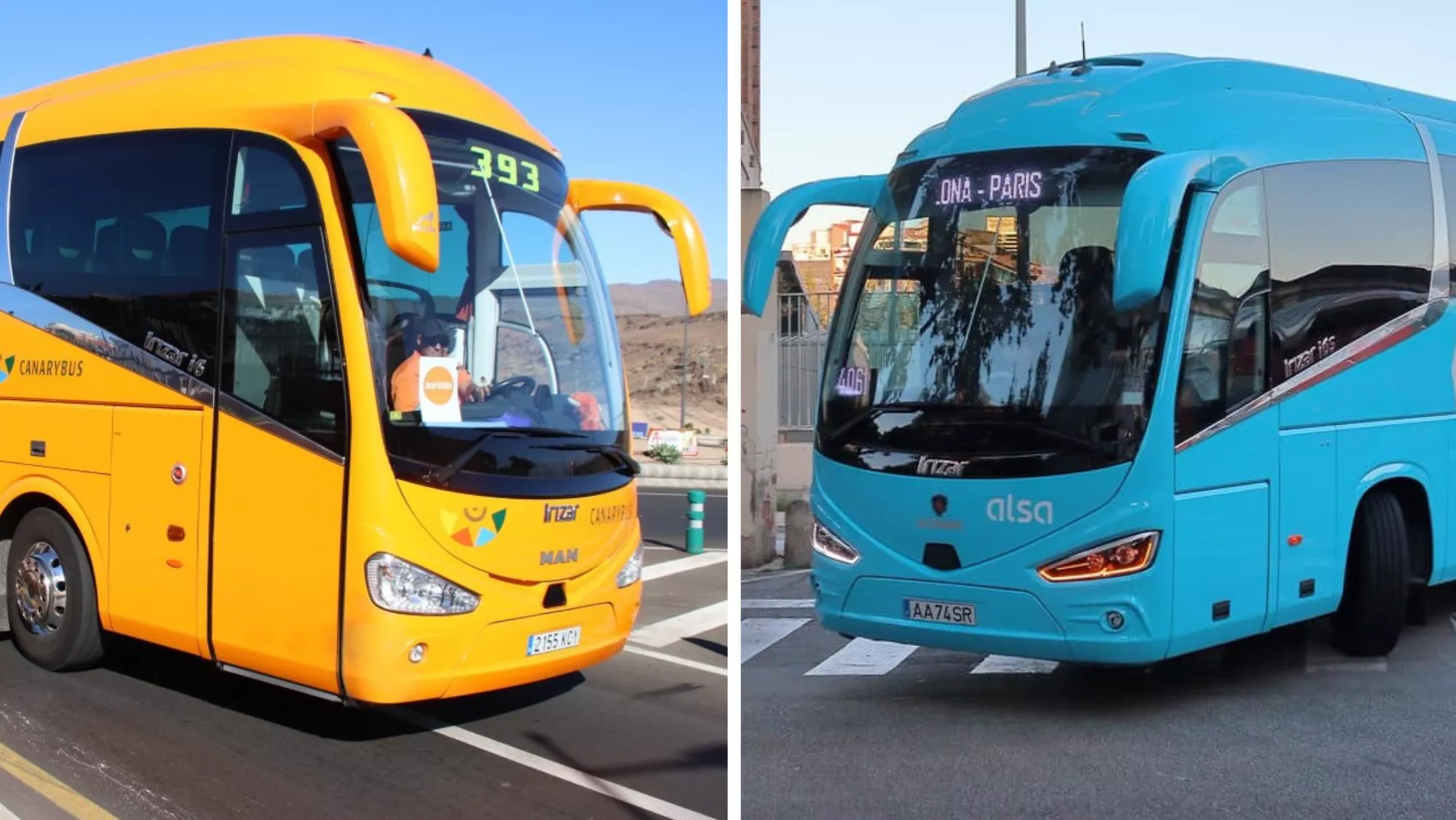 En la imagen, dos guaguas del Grupo 1844 y Alsa. / AH En la imagen, dos guaguas del Grupo 1844 y Alsa. / AH