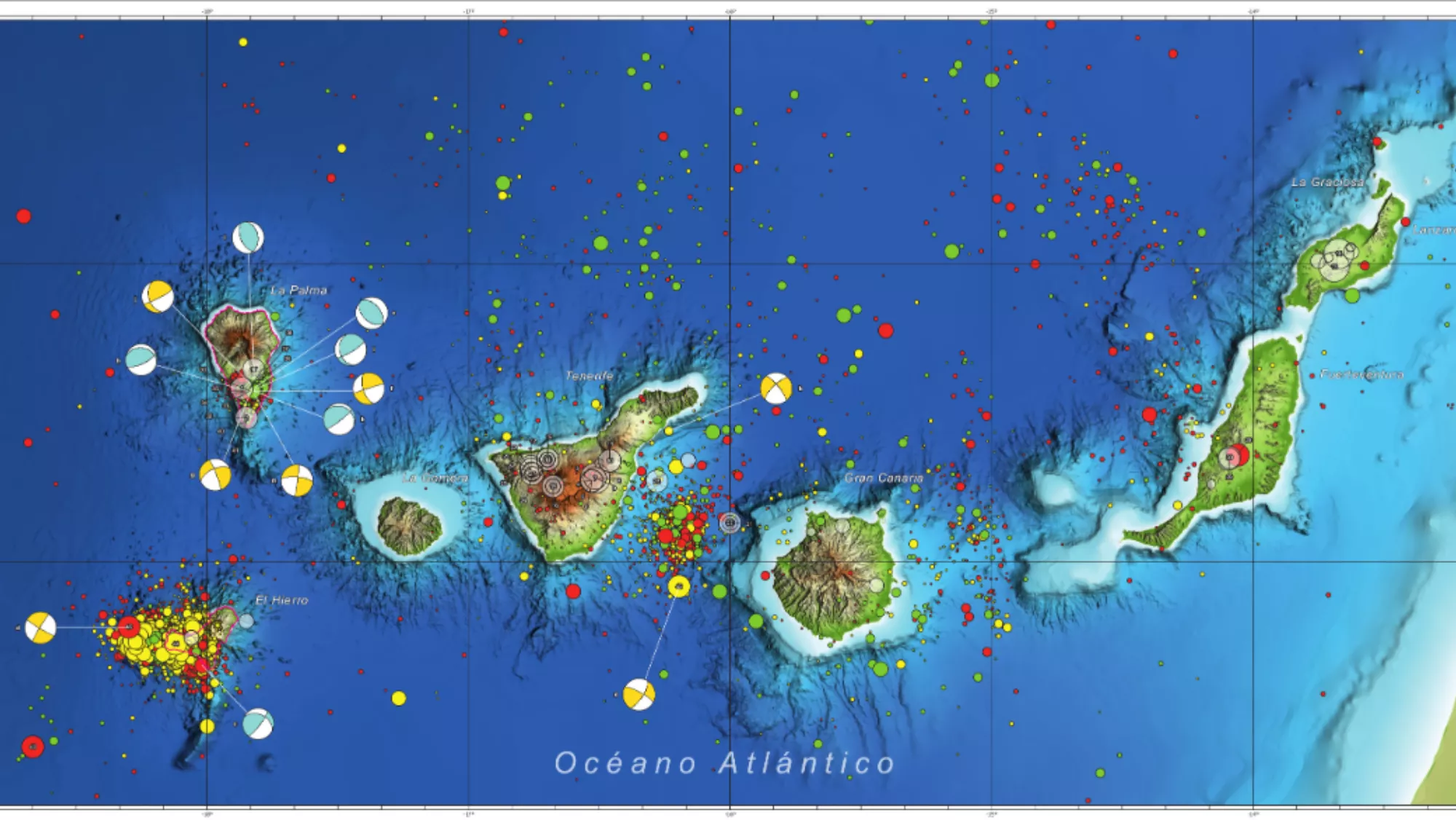 Mapa de los terremotos / INSTITUTO GEOGRÁFICO NACIONAL