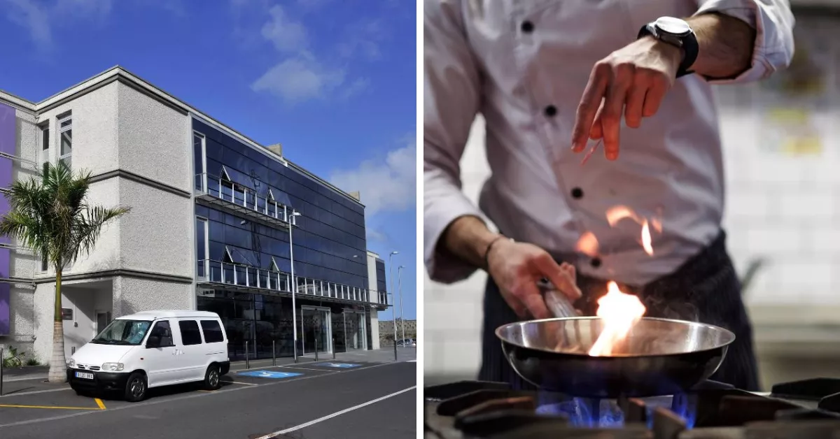 El Hospital La Santísima Trinidad de Icod de los Vinos del IASS y un cocinero./ MONTAJE AH