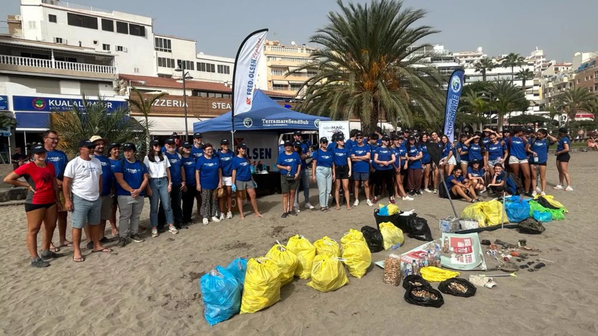 Voluntarios de la campaña de limpieza de playas de Fred. Olsen y Terramare. / FRED.OLSEN EXPRESS