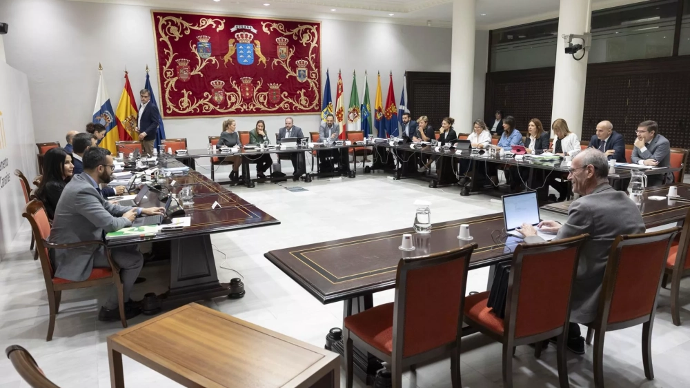 La Comisión de Hacienda del Parlamento de Canarias se reunió este jueves para emitir su dictamen sobre el proyecto de ley de presupuestos de la comunidad autónoma para 2024./ EFE/ Miguel Barreto