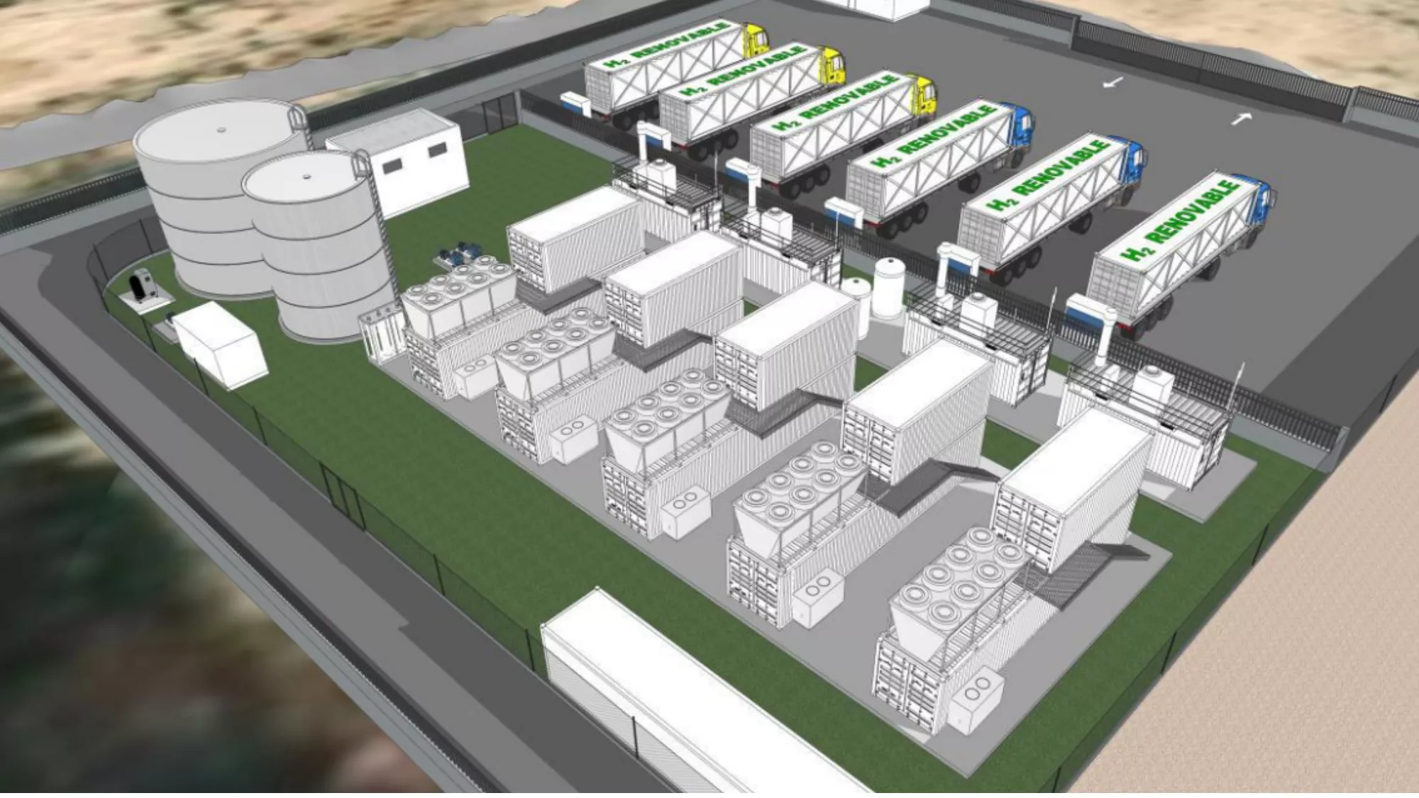 Ilustración de la planta de hidrógeno renovable en Granadilla. / PROYECTO