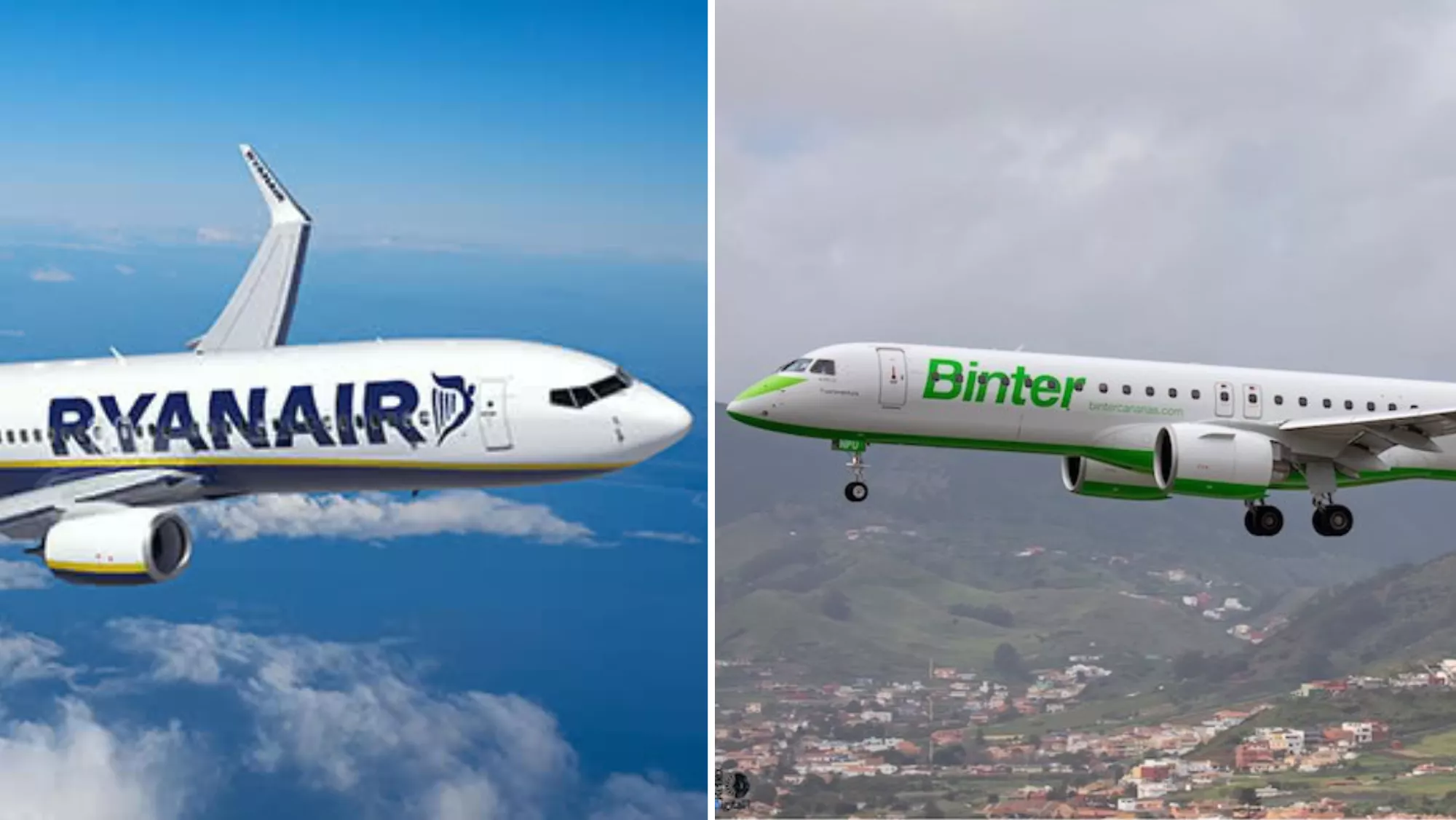 Aviones de Ryanair y Binter Canarias. / AH