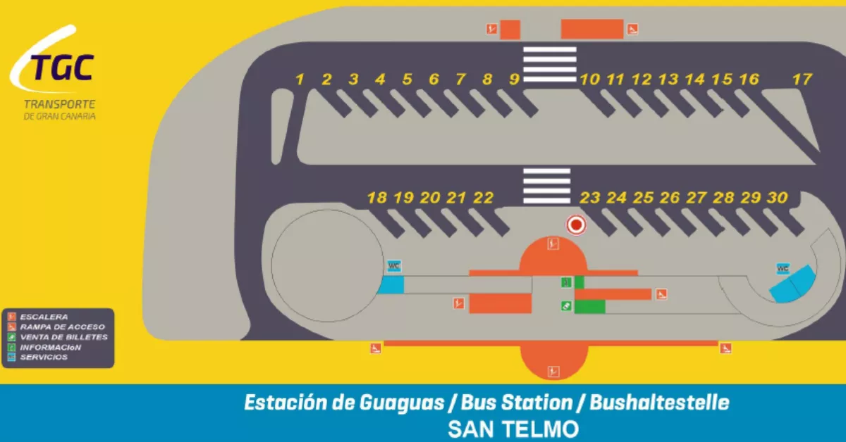 Mapa de la estación de guaguas de San Telmo / GLOBAL