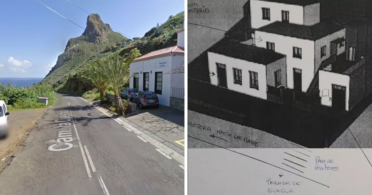 Zona donde los vecinos de Taganana solicitan un paso de peatones y un borrador explicativo / MAPS/ AA.VV. LA VOZ DEL VALLE