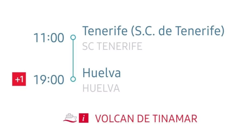 Horario publicitado por Naviera Armas para la ruta de Tenerife a Huelva./ WEB NAVIERA ARMAS