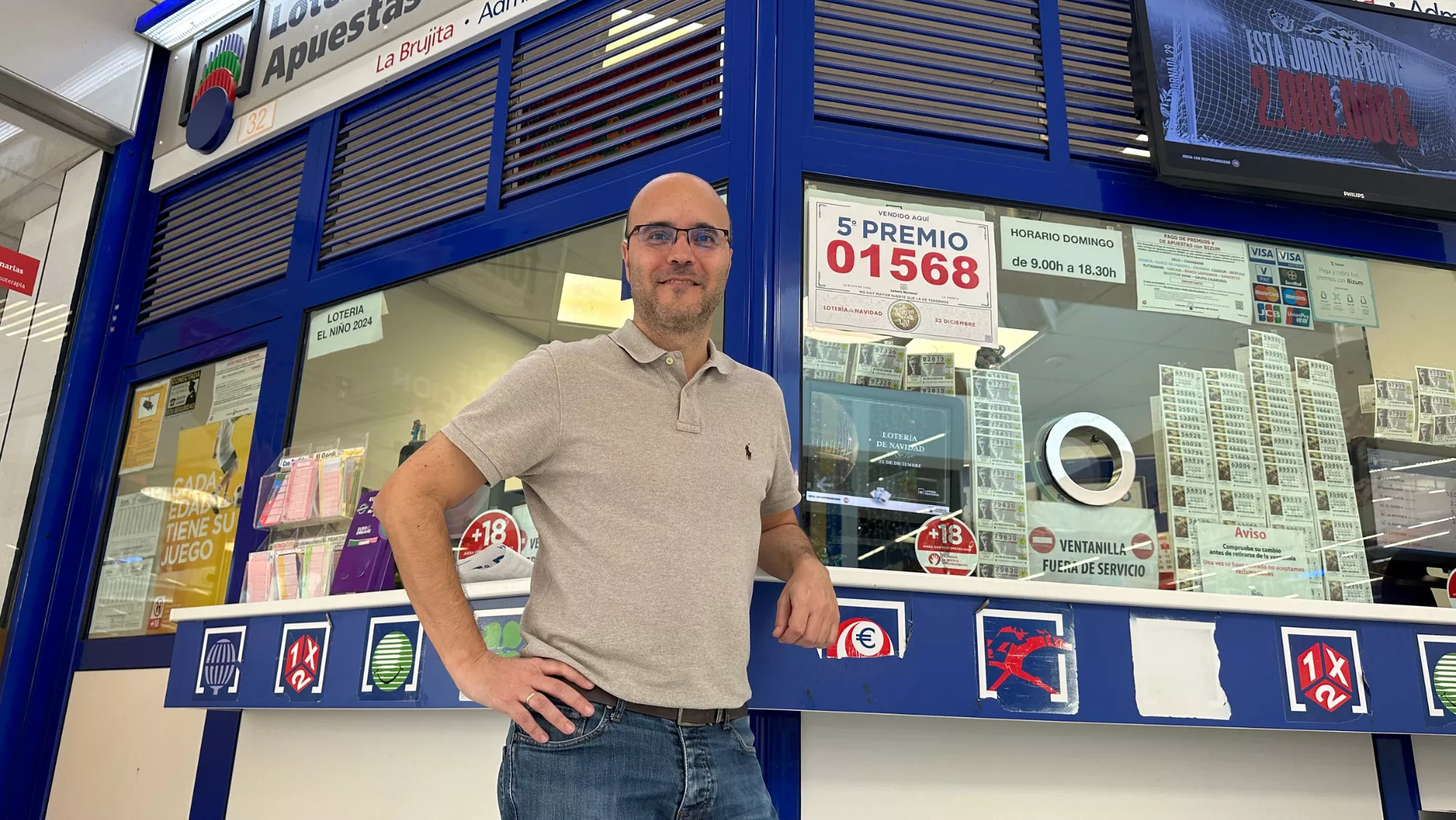 El gerente de la Administración de Lotería La Brujita de Telde, quien dio un quinto premio / ATLÁNTICO HOY - MARCOS MORENO