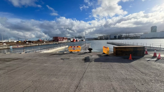 Imagen de los muelles que están construyendo / CEDIDA Imagen de los muelles que están construyendo / CEDIDA