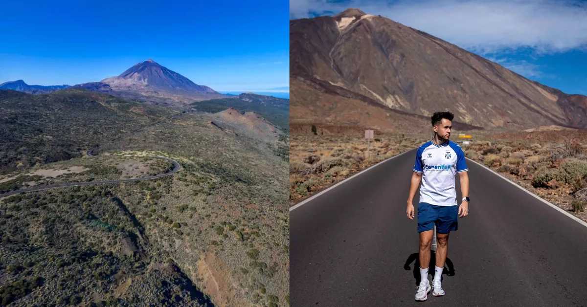 Imagen del Parque Nacional del Teide junto al creador de contenido 'The Grefg'. / MONTAJE AH 