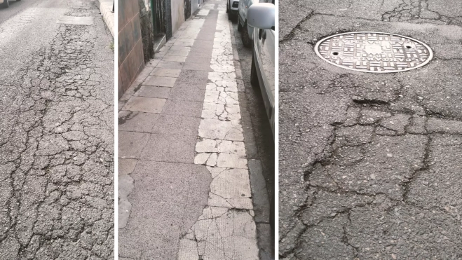 Calles dañadas en el barrio de La Isleta / MONTAJE AH