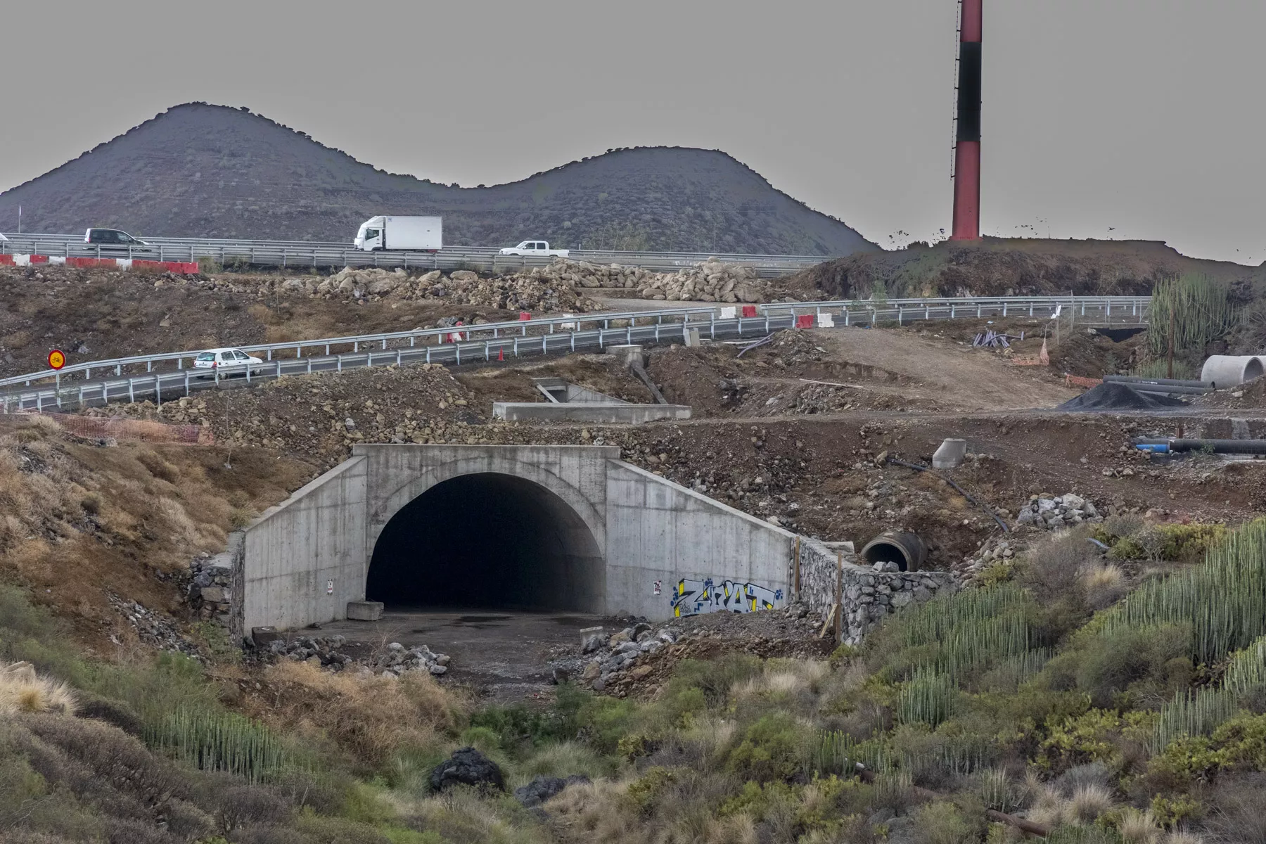 Obras del enlace Chafiras-Oroteanda en Tenerife. / GOBIERNO DE CANARIAS